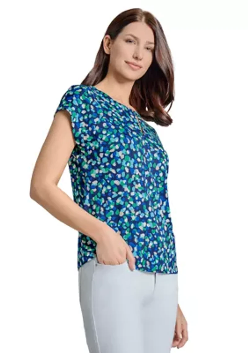 Petite Short Sleeve Printed Top