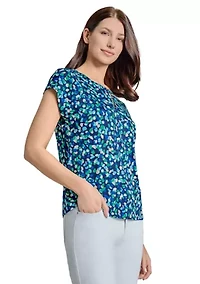 Petite Short Sleeve Printed Top