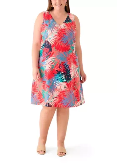 Plus Gina V-Neck Sleeveless Trapeze Dress