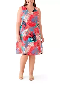 Plus Gina V-Neck Sleeveless Trapeze Dress