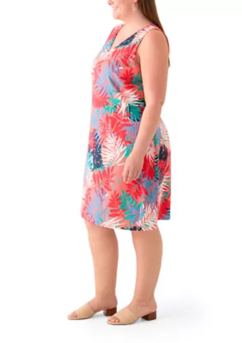 Plus Gina V-Neck Sleeveless Trapeze Dress