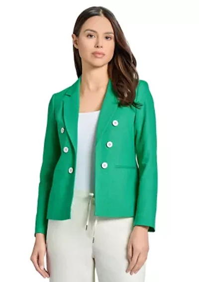 Women's Linen Faux Double Breasted Jacket