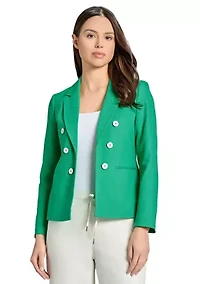 Women's Linen Faux Double Breasted Jacket
