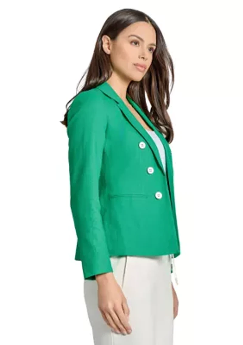 Women's Linen Faux Double Breasted Jacket