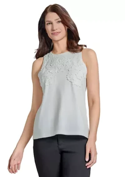 Women's Sleeveless Cutaway Appliqué Top