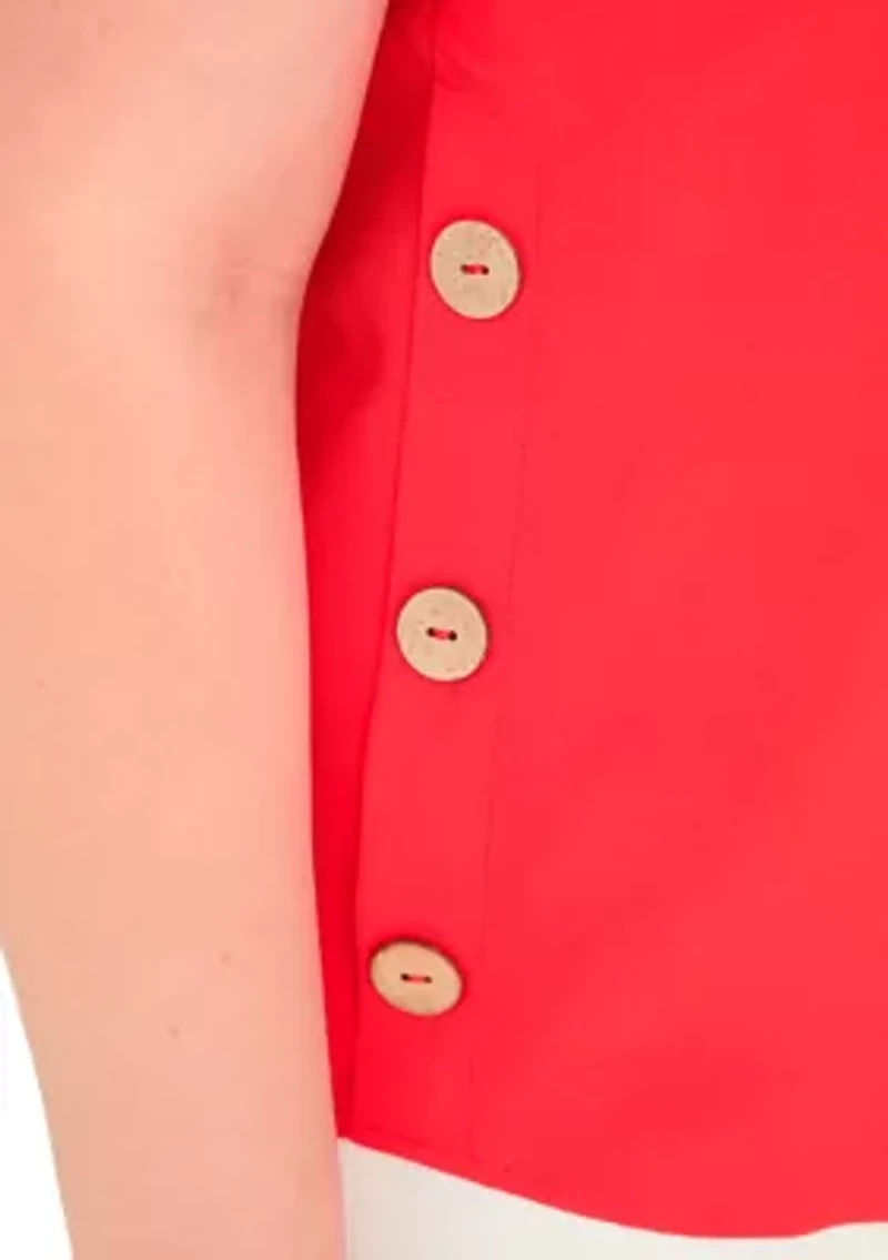 Plus Short Sleeve Button Detail Blouse