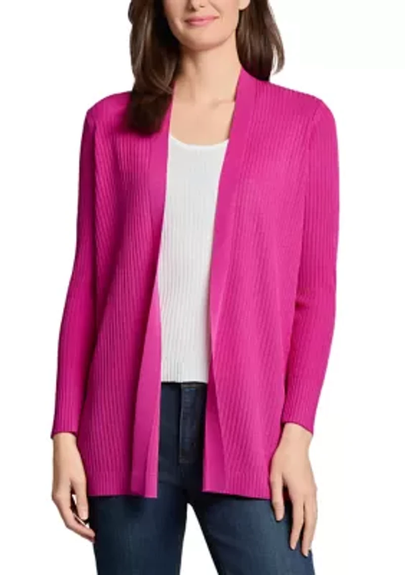 Petite Long Sleeve Cardigan with Side Slits