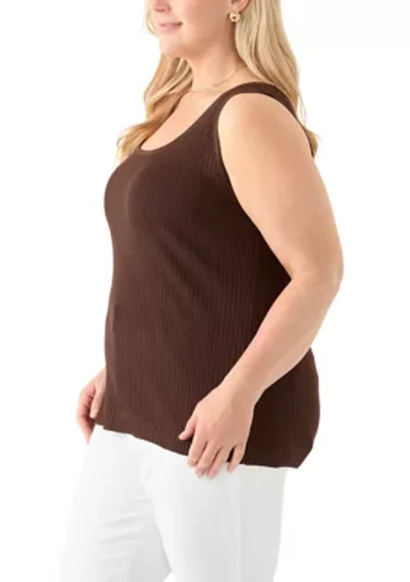 Plus Scoop Neck Flat Rib Tank Top
