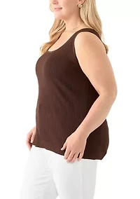 Plus Scoop Neck Flat Rib Tank Top