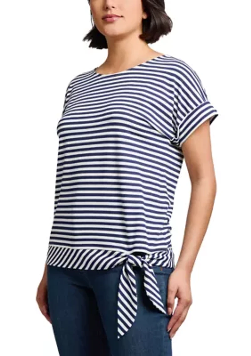 Women's Feeder Stripe Dolman Sleeve Tie Waist T-Shirt
