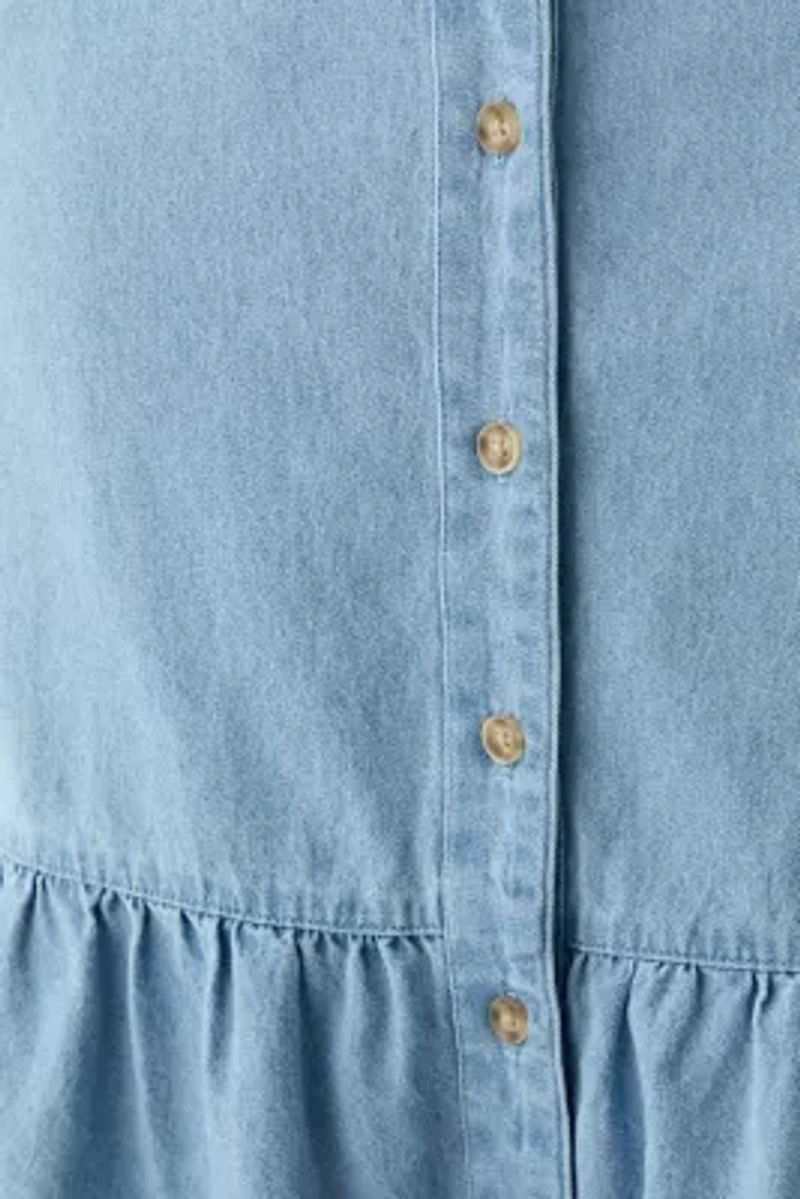 Plus Tiered Button Up Skirt