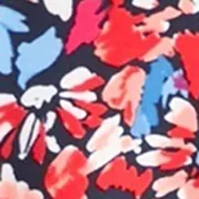 Petite Printed Flutter Sleeve Double Trim Top