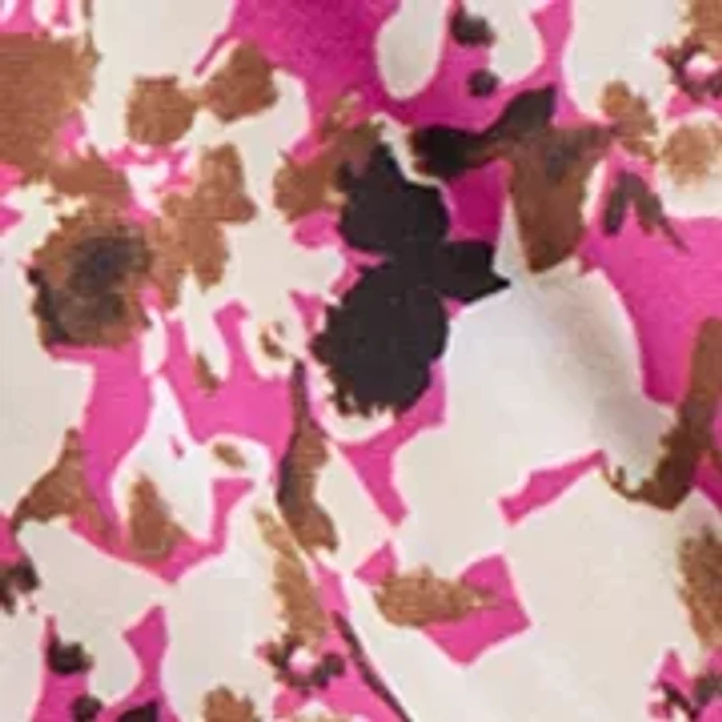 Petite Printed Extended Shoulder Double Trim Top