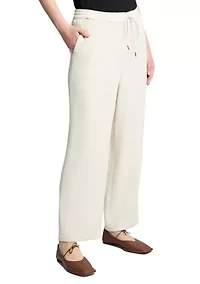 Petite Pull On Drawstring Wide Leg Pants