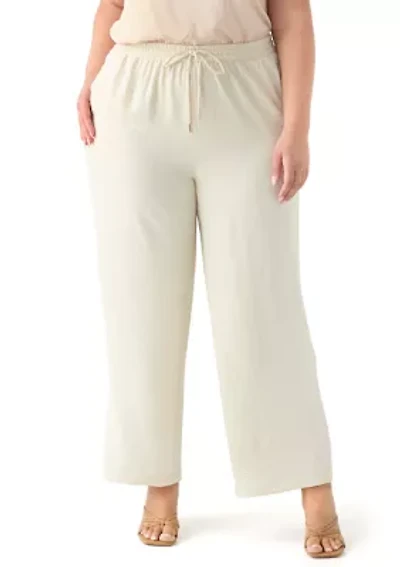 Plus Pull On Drawstring Wide Leg Pants