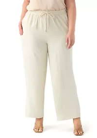 Plus Pull On Drawstring Wide Leg Pants