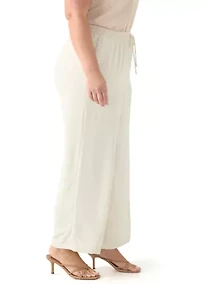 Plus Pull On Drawstring Wide Leg Pants