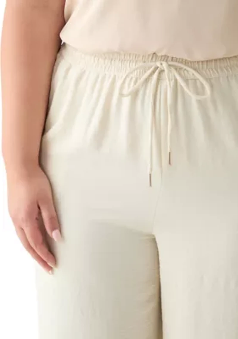 Plus Pull On Drawstring Wide Leg Pants