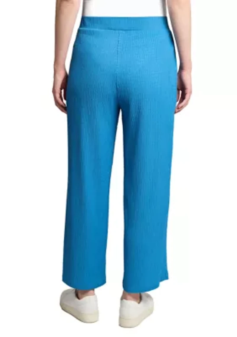 Petite Pull On Wide Leg Cropped Pants