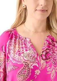 Plus Elbow Sleeve Raglan Blouse