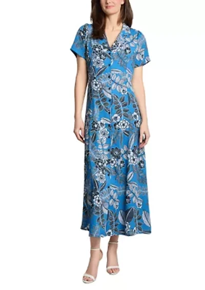 Petite Floral Printed Maxi Shirtdress