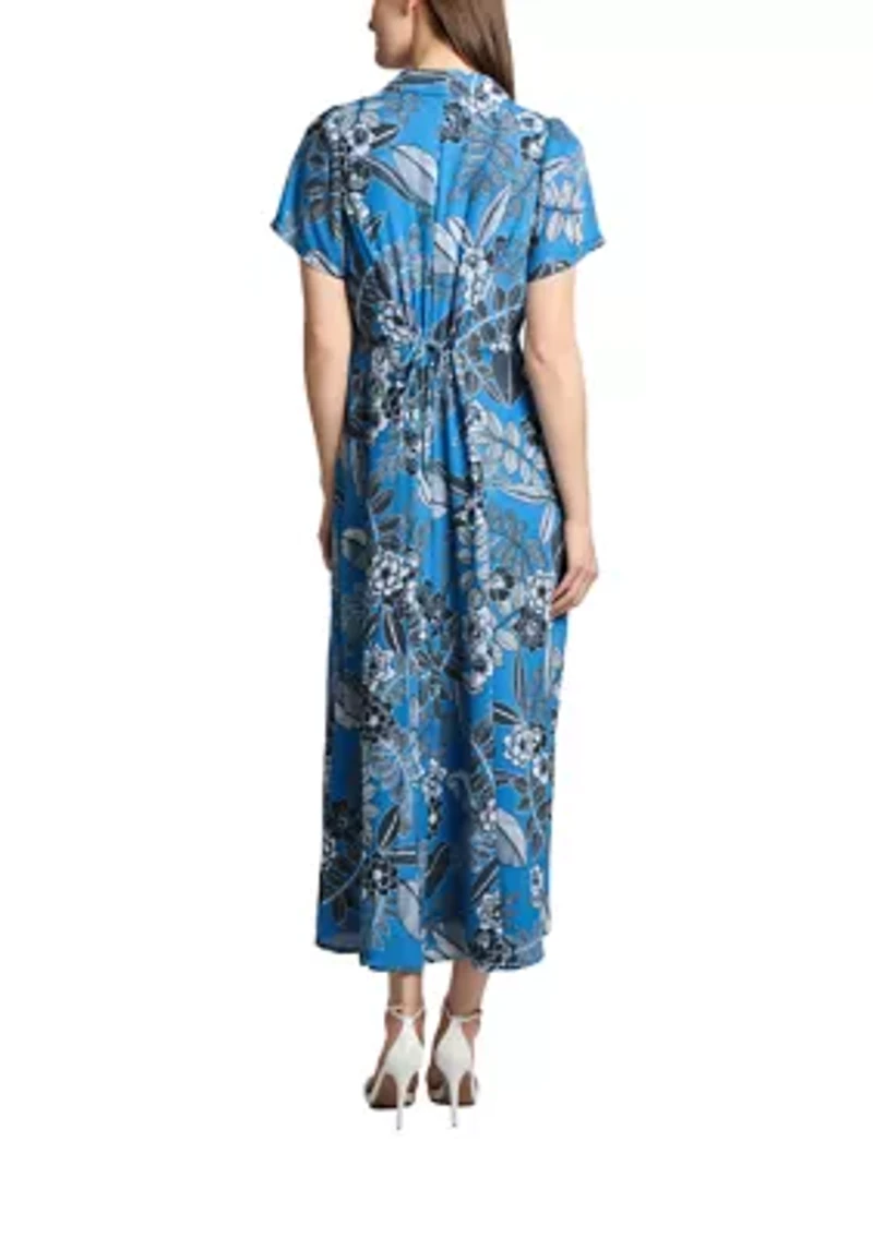 Petite Floral Printed Maxi Shirtdress