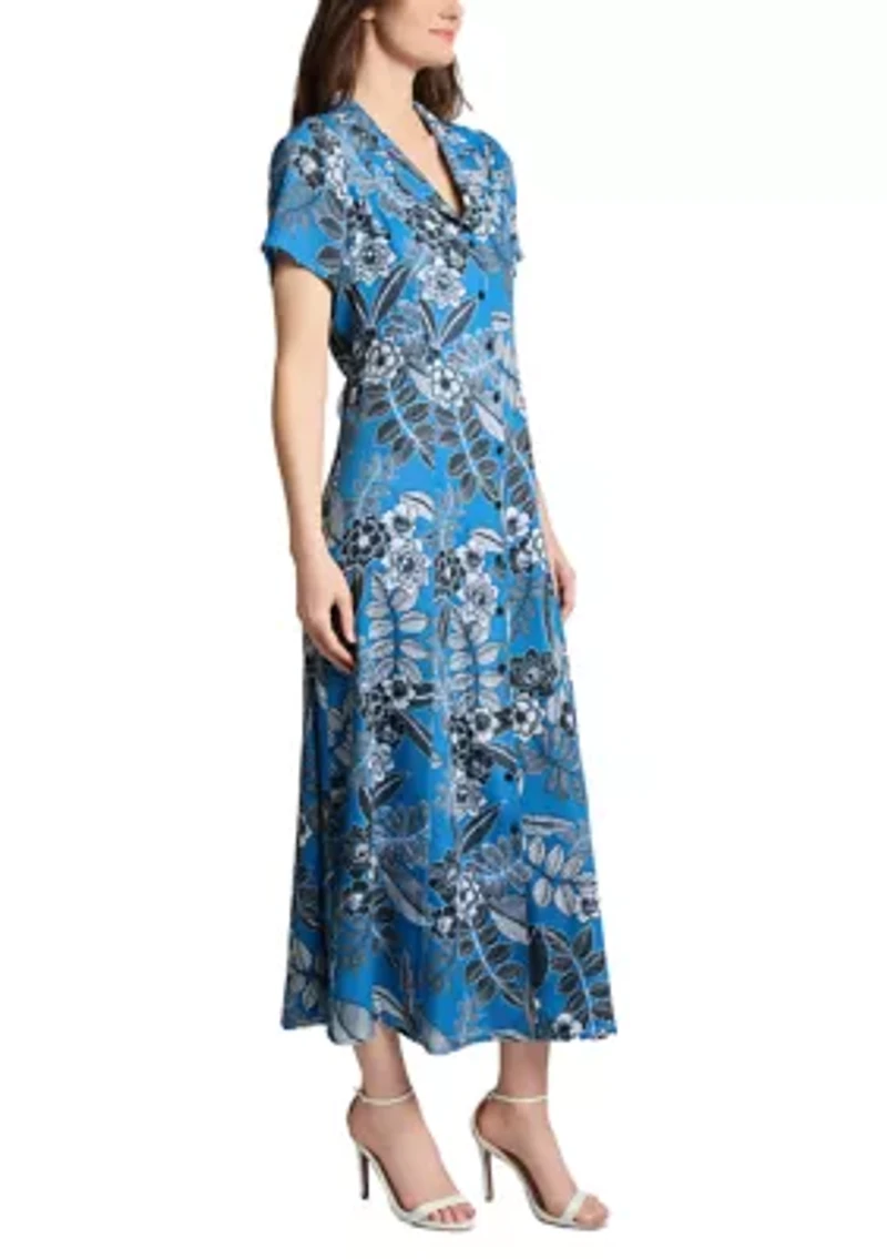Petite Floral Printed Maxi Shirtdress