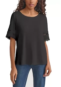 Women's Elbow Sleeve Trim Top