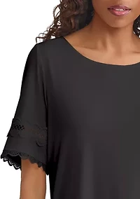 Women's Elbow Sleeve Trim Top
