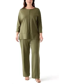 Plus Pull On Pintuck Trousers