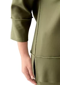Plus Serenity Knit 3/4 Dolman Sleeve Seam Detail Tunic