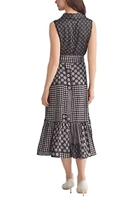 Women's Sleeveless Midi Shirtdress with Bottom Band Shirring