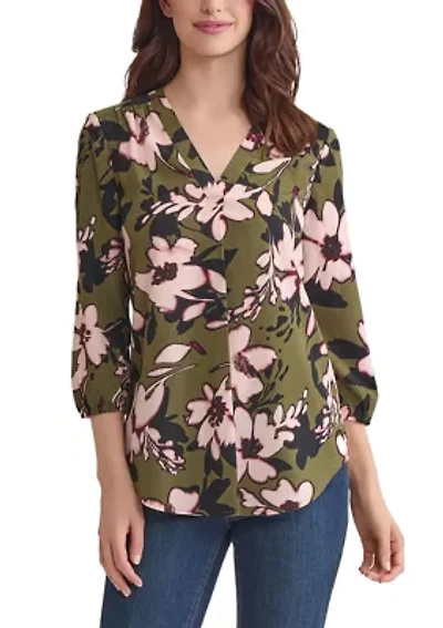 Women's 3/4 Sleeve V-Neck Tunic Top