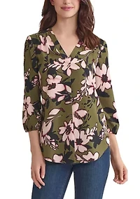 Women's 3/4 Sleeve V-Neck Tunic Top
