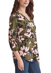 Women's 3/4 Sleeve V-Neck Tunic Top