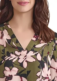 Women's 3/4 Sleeve V-Neck Tunic Top