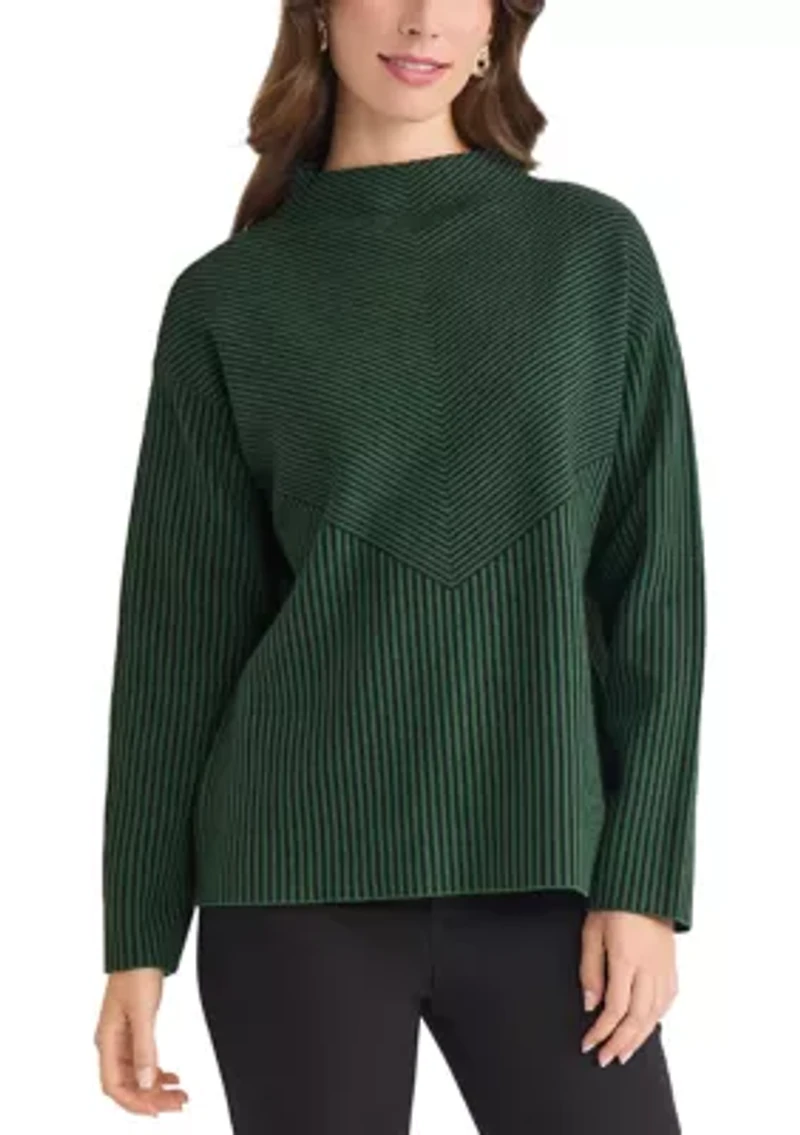 Women's Long Sleeve Mock Neck Jacquard Sweater