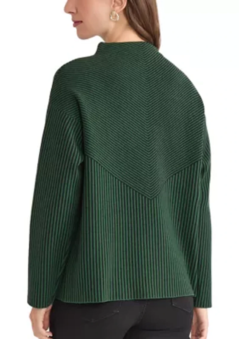 Women's Long Sleeve Mock Neck Jacquard Sweater