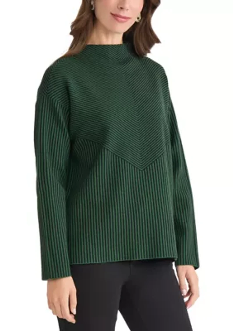 Women's Long Sleeve Mock Neck Jacquard Sweater