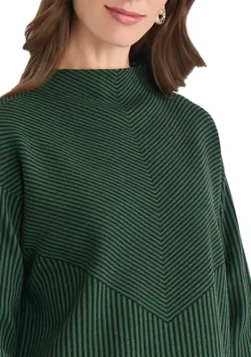 Women's Long Sleeve Mock Neck Jacquard Sweater