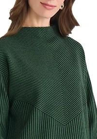 Women's Long Sleeve Mock Neck Jacquard Sweater