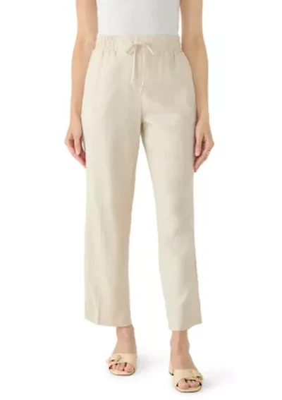 Petite Linen Pull-On Straight-Leg Pant
