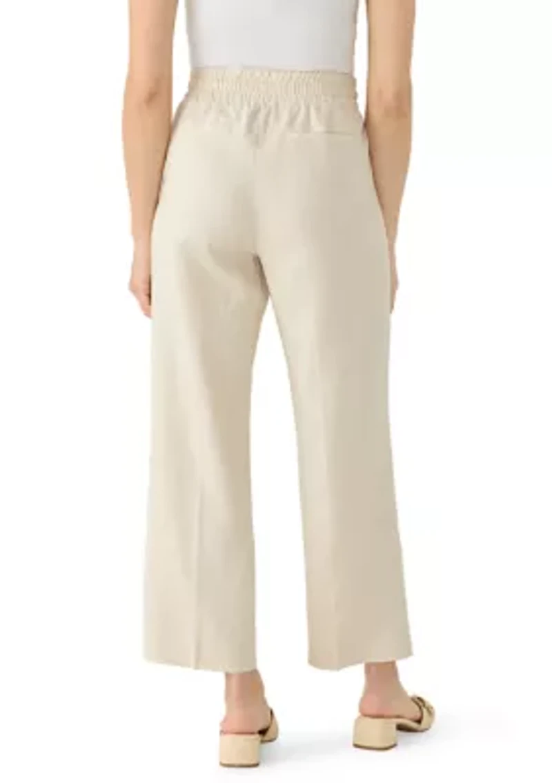 Petite Linen Pull-On Straight-Leg Pant
