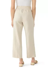 Petite Linen Pull-On Straight-Leg Pant