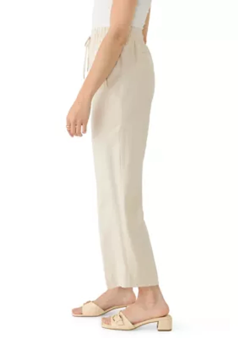 Petite Linen Pull-On Straight-Leg Pant
