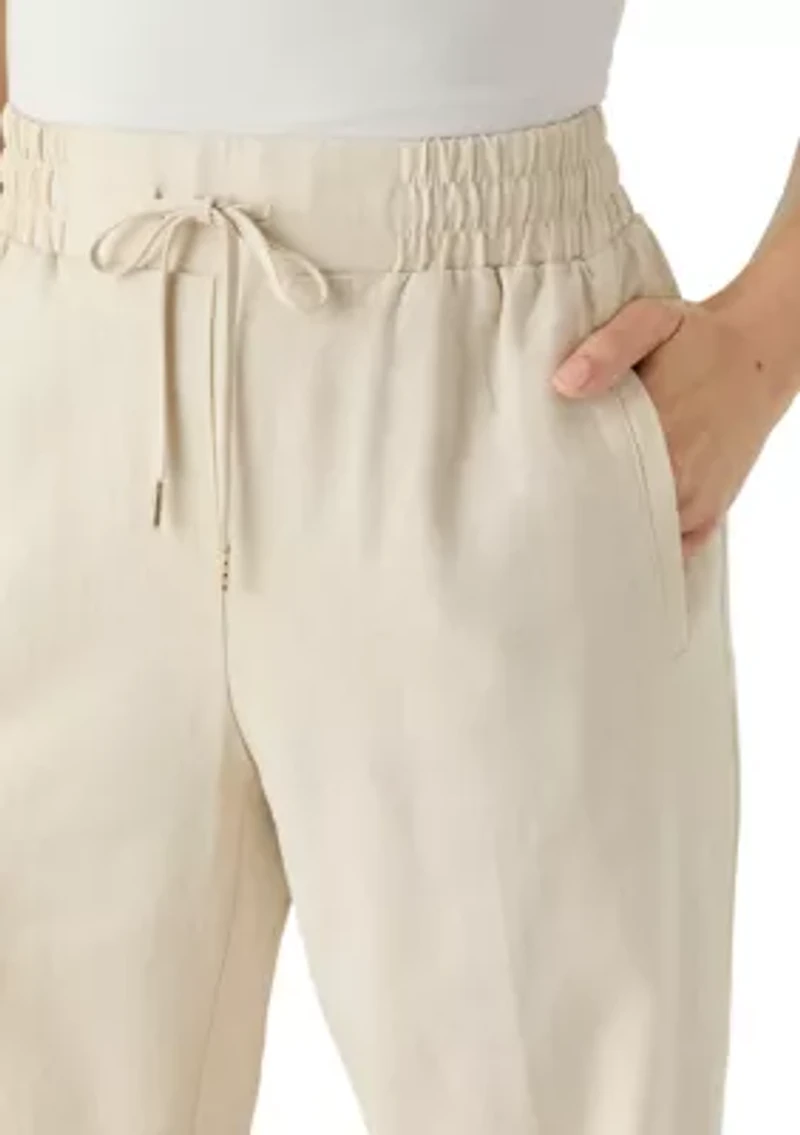 Petite Linen Pull-On Straight-Leg Pant