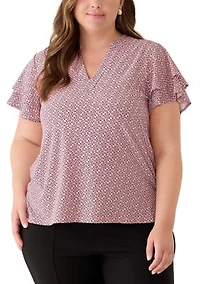 Plus Flutter Sleeve Jersey Top
