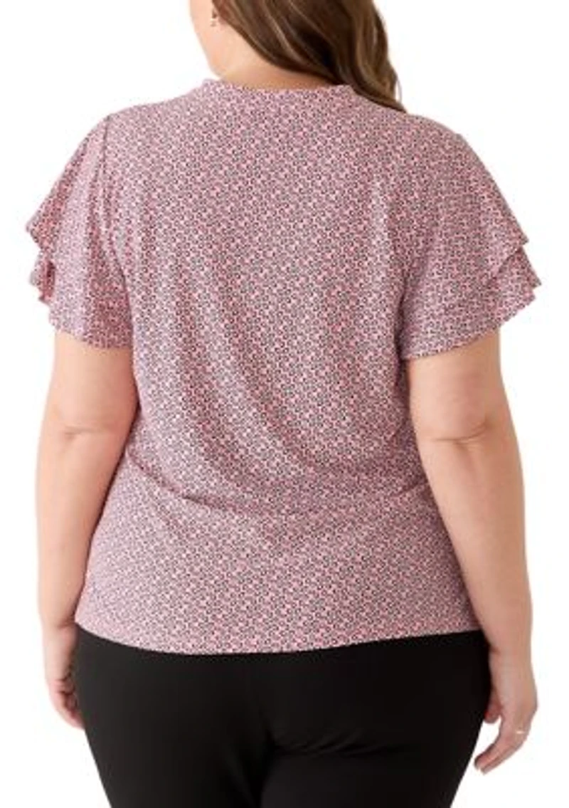 Plus Flutter Sleeve Jersey Top