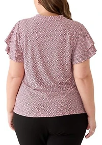 Plus Flutter Sleeve Jersey Top