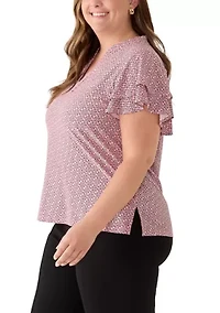 Plus Flutter Sleeve Jersey Top